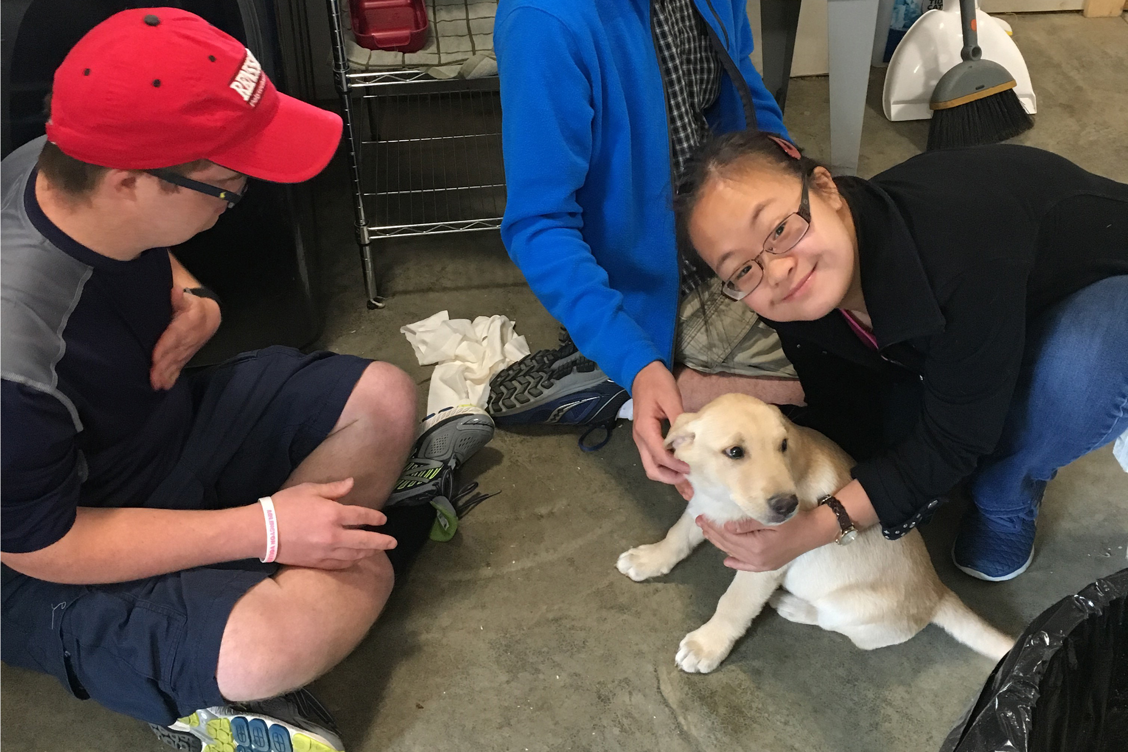 Playing with and caring for a puppy is part of the skill building day program.